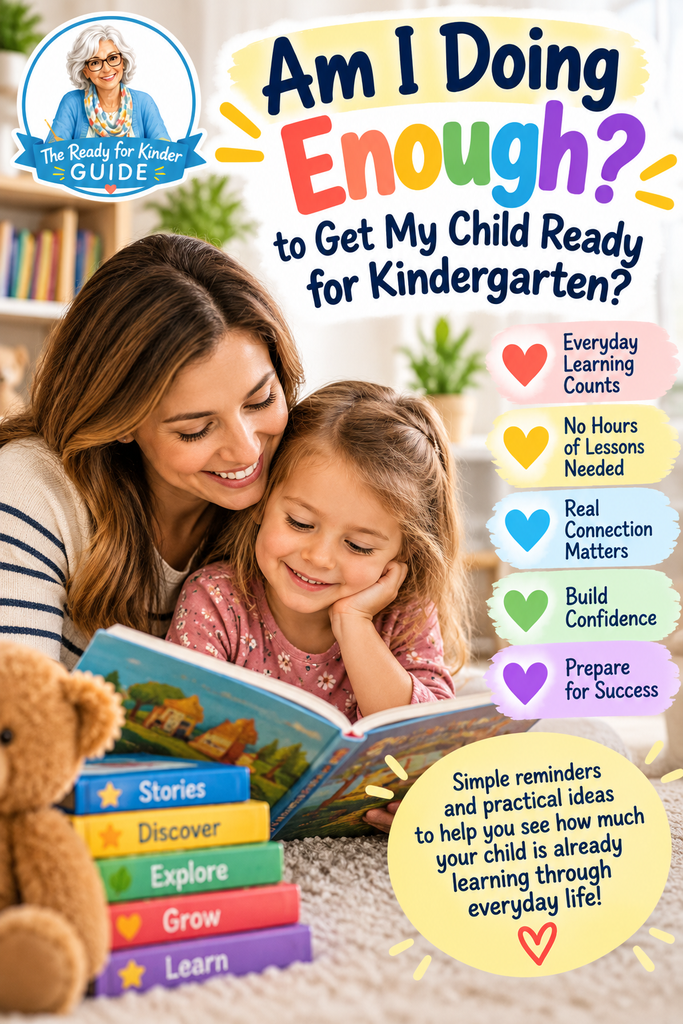 Mother reading with her preschool-aged child with reminders that everyday learning, connection, confidence, and simple activities help prepare children for kindergarten.